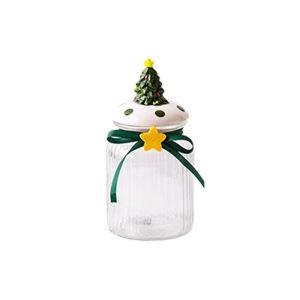 Christmas Themed Glass Sealed Storage Jar Candy Preservation Container Cartoon Nordic Style Kitchen Storage for Snacks Grains