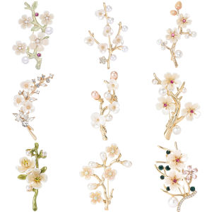 Trâm Cài Hoa Mai Men Sứ Thời Trang Nữ Cành Ngọc Trai Hợp Kim Kẽm Phong Cách Cổ Điển Phụ Kiện Trang Sức Làm Quà Tặng Cho Văn Phòng Tiệc Tùng