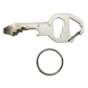 Stainless Steel 6-in-1 EDC Pocket Multitool Keychain Bottle Opener Wrench Portable Daily Carry Outdoor Tool