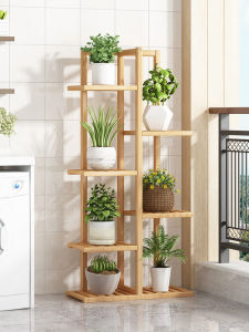 Modern Simple Style Indoor Living Room Balcony Plant Pot Rack Stand Solid Wood Floor Mounted Potted Plant Holder Ornament