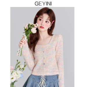 HEYINI | Áo Thun Sweater Cổ Vuông Tay Dài Đa Màu