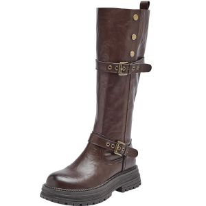 Agsdon | Thick Sole Below Knee Knight Boots