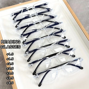 8 Pack Mens Clear and Transparent Lens Reading Glasses Lightweight Edge Cut Far Sighted Glasses Soft and Elastic Mirror Legs