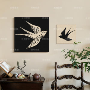 ชุดภาพวาดตกแต่งสไตล์จีนโบราณภาพวาดเนื้อหินทรายสามมิติภาพวาดแขวนหัวเตียงห้องนอนภาพวาดทางเข้าห้องรับประทานอาหารภาพติดผนังนกนางแอ่น
