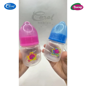 Barney 2oz Baby Feeding Bottle – Clear with Preemie Soft Silicone Nipple | Newborn Milk Bottle