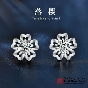 GANGZHENGSHENG | Bông Tai Bạc Đính Moissanite Phong Cách Mùa Hè