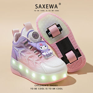 KUOBURENSHENG | Cartoon Style Flashing Wheel Girls Walk Shoes