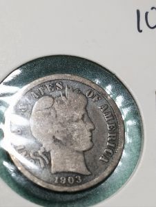1903 Barber Silver One Dime Preloved Coin Displayed in Protective Holder