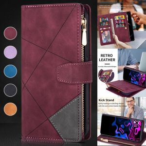 Wallet Line Stitching Flip Zipper Leather Case For Samsung Galaxy Z Fold4 Magnetic Multi-card Samsung Galaxy Z Fold3 5G Shell
