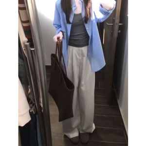 High Waist Wide Leg Straight Cut Jeans Womens Summer New Style Textured Loose Fit Floor Length Trousers Casual Denim Pants