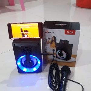 Advance S50 Speaker Bluetooth plus Mic Karaoke Speaker Portable with Microphone Support FM Radio For Outdoor Home Salon