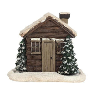 กระถางธูปหอมที่ทำจากเรซิ่นเมืองของตกแต่งกลางโต๊ะโต๊ะคริสต์มาสพร้อมผิวฤดูหนาวหิมะสำหรับการตกแต่งบ้านวันหยุด