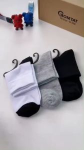 Vớ nam nữ cổ cao tất trơn cao cổ cotton thoáng khí êm chân khử mùi hôi chân tốt - TAT-TRONCAO-VNXK-1DOI