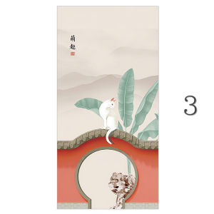 New Chinese Style Zen Decorative Painting Core Red Wall Decoration Cat Plant Self Adhesive Micro Spray Home Decor