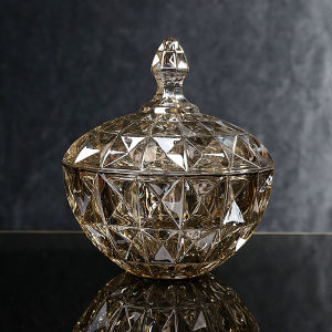 European Style Crystal Glass Candy Jar Creative Storage Container Sugar Box Fashion Ornament with Lid Jewelry Box Candy Canister