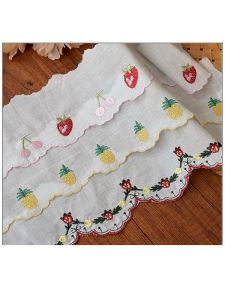 Pure Cotton Embroidered Fabric 8cm Wide Cherry Strawberry Pineapple Lace Handmade DIY Decorative Trim Material Home Sewing