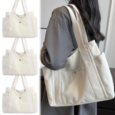 [Gift for Nurses Day] Zipper Closure Canvas Shoulder Bag White Tote Purse Work Weekend Nurse Series