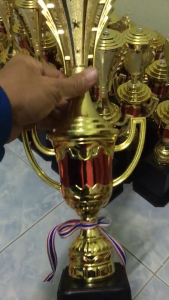 ถ้วยรางวัลสีต่อแตรหงส์ ชุด 3 ใบ แถมริบบิ้น หัวด้านบน ป้าย ฟรี อ่านรายละเอียดให้ดีก่อนกดสั่งครับ