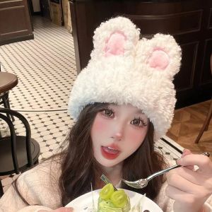 South Korea Cute Funny Big Eye Puppy Plush Bonnet Children Fall and Winter Fleece-lined Furry Thermal Head Cover Beanie Hat Ear Protection