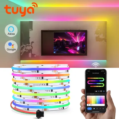 Tuya RGBIC RGB COB LED Strip Light 12V 1m 2m 3m 5m Wifi Flexible Dimmable Cupboard Wardrobe Decor Lamp for Alexa Google Home