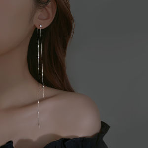 YINAO | Bông Tai Bạc Ý Dây Tassel Phong Cách Quý Phái