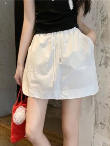 Leisure Cargo Short Culottes Womens Summer New Arrival Plus Size Slightly Oversized Girls Slimming Sense of Design Elastic High Waist A- line Half-Length