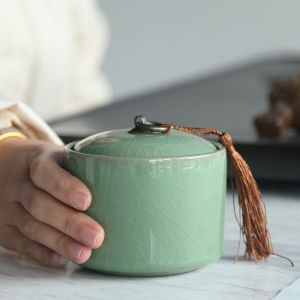 Portable Travel Sealable Ceramic Tea Canister Puer Tea Storage Box Handmade Blue Porcelain Tea Accessories Chinese Style