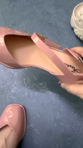 Elegant Jelly front cover mid heel shoes kasut perempuam