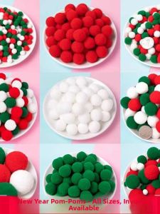 Christmas Red High Elasticity DIY Flocking Ball Accessories Colorful Felt Balls Childrens Kindergarten Handcraft Material Kit