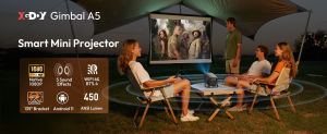 โปรเจคเตอร์มินิ XGODY Gimbal A5 1+8GB ความสว่าง 450 ANSI ลูเมน รองรับ 4K HDR10 โฟกัสอัตโนมัติ แก้ไขภาพอัตโนมัติ สำหรับดูหนังที่บ้าน