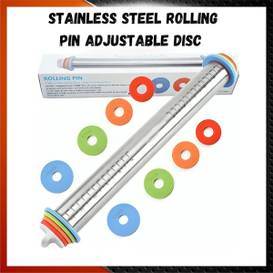 Multipurpose Stainless Steel Dough Roller – Adjustable Disc for Perfect Thickness | Ideal for Baking Pastry & Roti Canai | Dishwasher Safe & Easy to Clean