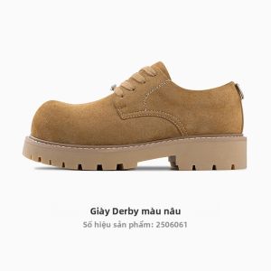 Giày Derby Nam Da Lộn Mr.A Đế Dày Êm Ái Tăng Chiều Cao Kiểu Buộc Dây Mũi Tròn Lịch Sự Và Thường Ngày.