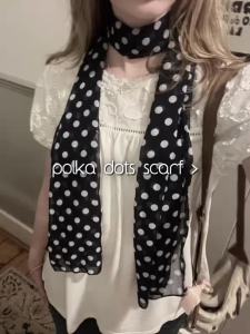 Polka Silk Scarf for Women Twilly Scarf for Bags Handle Headband for Women Hair Accessories