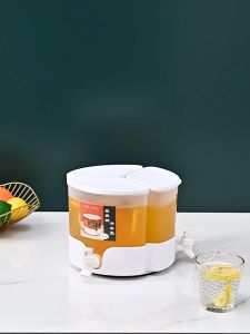 Kitchenut 3 in 1 Compartment Spinning Jug 360° Rotatable Water Dispenser Water Container Jug For Hot/Cold Water Fridge Water Dispenser with Faucet Bekas Air