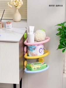ชั้นวางของในห้องน้ำ ชั้นวางเข้ามุมแบบติดผนัง ไม่ต้องเจาะผนัง มีรูระบายน้ำ วางสบู่ของใช้ครีมอาบน้ำ สีสันพาสเทล