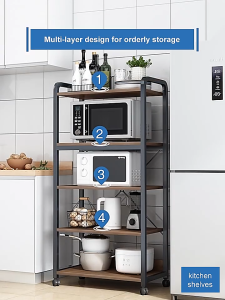 PANDH Load 450 KG Steel Rack Shelves 5 layers Metal Rack Kitchen Rack Organizer Multi-layer Rack Metal Shelf Oven Rack