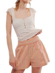 Quần Short Đi Biển Thường Ngày Họa Tiết Sọc Có Túi Cạp Chun Cho Nữ Quần Ống Đứng in Họa Tiết Mùa Hè 2025