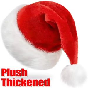 Adults & Kids Christmas Hats: Thick Plush Santa Claus Xmas Hats Cap
