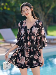 New 2025 Womens Bikini Three-Piece Set Thermal Spa Vacation Swimwear Slimming plus Size Belly Covering Polyester Spandex