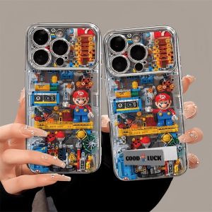 ZHOUJIANG | Creative Mario Block Design iPhone Case Invisible Stand Protective Silicone