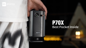 BYINTEK P70X Portable Mini Projector with Built-in Battery 4K Support 3D Movie WiFi Bluetooth for Outdoor Movie Night and Home Theater