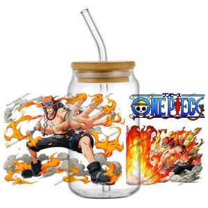 Bandai | Hotsale Fashion One Piece Anime 16oz UV DTF 3D Transfer Cartoon Sticker Wrap Decals For Glass Can Cup Craft DIY Creative