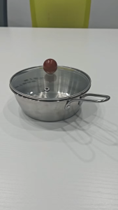 LILIER 304 Stainless Steel Outdoor Bowl Small Hot Pot Stewing SoupPot Mini with Glass Cover