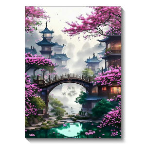 DIY Architecture Scenery Pattern Diamond Painting Set Mosaic Craft Wall Art Room Decoration Suitable for Adults Kids Beginners