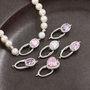 18K Gold Plated Oval Connectors Handmade DIY Materials Bracelet Necklace Jewelry Accessories Embedded with Zirconia Stones