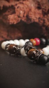 ROJO RATU BRACELET - Gelang Coupel Aesthetic Batu Kristal Akik Giok Putih Black Onyx Mix Tiger Eye Asli Original Pria Wanita Keren Terbaru
