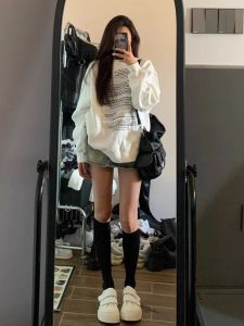 Retro American แขนกุด เสื้อสเว็ตเชิ้ต ผู้หญิง หลวม บาง ฤดูใบไม้ผลิ ฤดูใบไม้ร่วง เสื้อท่อนบน สไตล์เกาหลี แจ๊กเก็ตสไตล์ขี้เกียจสบาย ผ้าฝ้าย