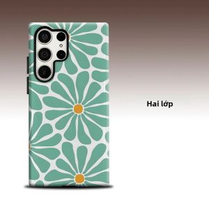 Ốp Lưng Bảo Vệ Toàn Diện Thời Trang Cao Cấp Mint Retro Daisy Dành Cho Samsung Galaxy S26 S25 S24 A56 A36 Hai Lớp Chống Sốc Chống Trượt Chất Liệu TPU + PC