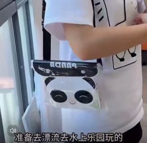 PVC Waterproof Cartoon Waist Bag Mobile Phone Bag Diving Cover Swimming Hot Spring Rafting Storage Sealed Bag Snorkelling Waterproof Bag Large Capacity Panda Pattern Three-layer Sealing Strip