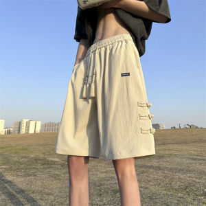 Summer 2025 New Large Size Chinese Button Short Pants Mens Sports Pants Trendy Five-Part Couples Casual Pants Polyester Spandex